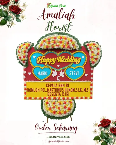 Karangan Papan Bunga Pernikahan di Sirukun